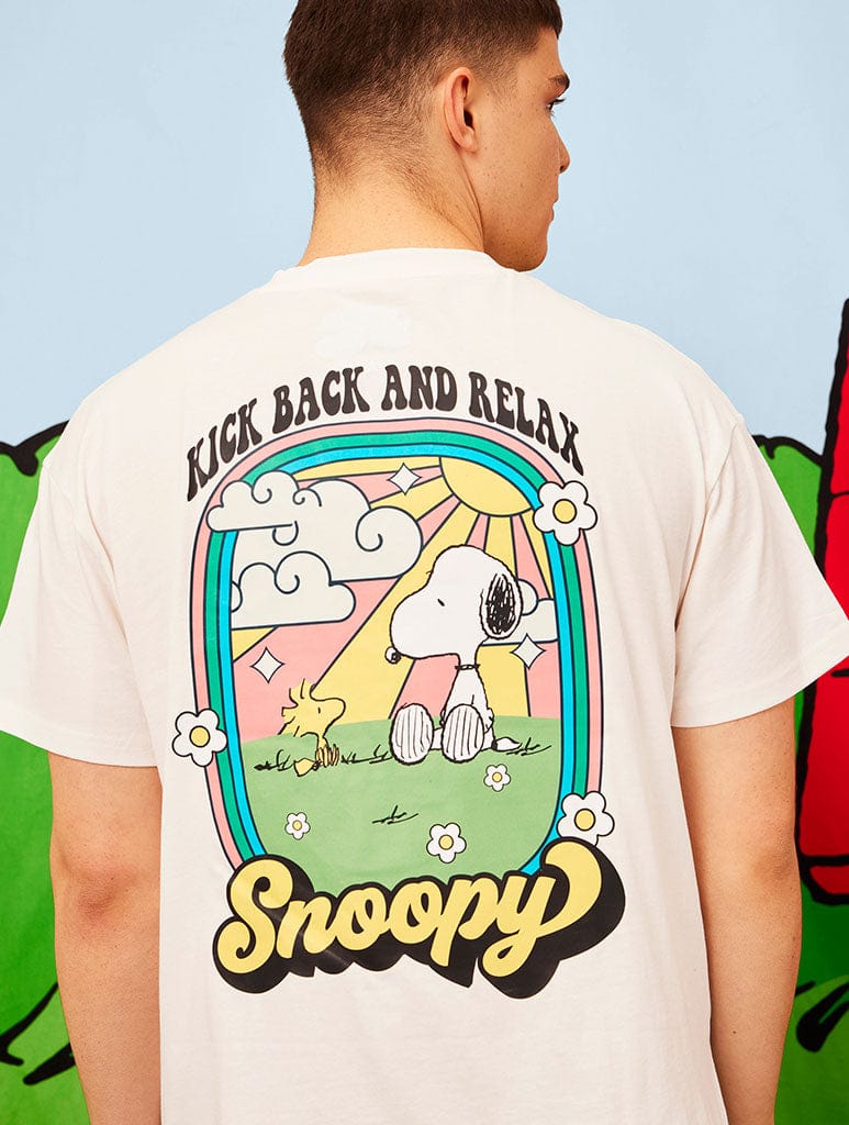 Peanuts x Skinnydip Snoopy Kick Back & Relax T-Shirt in Ecru - Image 1