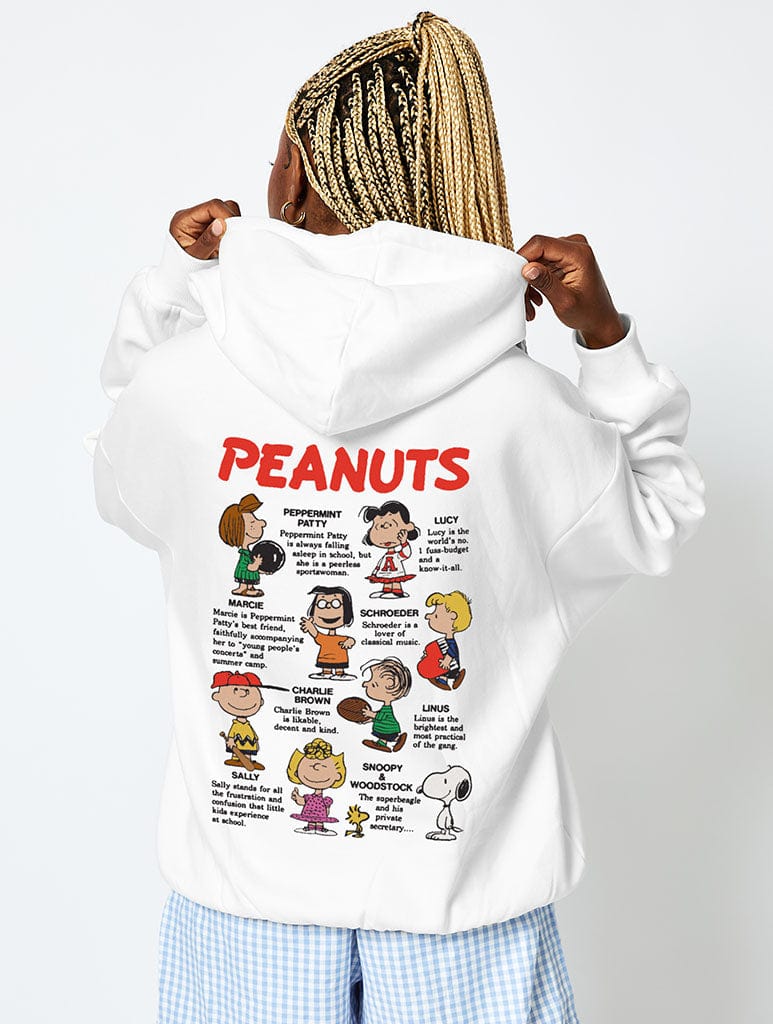Peanuts x Skinnydip Snoopy Mixed Character Hoodie in Ecru - Image 1