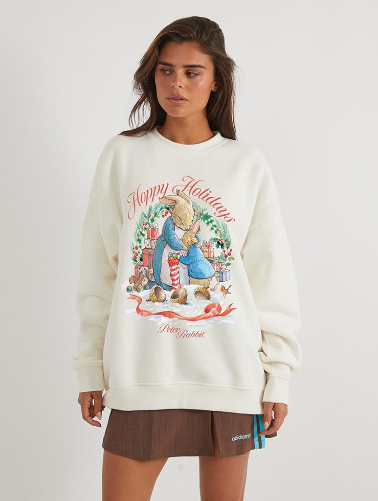 Peter Rabbit x Skinnydip Hoppy Holidays Sweatshirt In White - Image 1