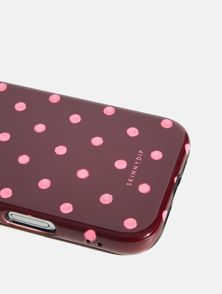 Pink and Brown Polka Dots Ultra Protective iPhone Case - Image 2