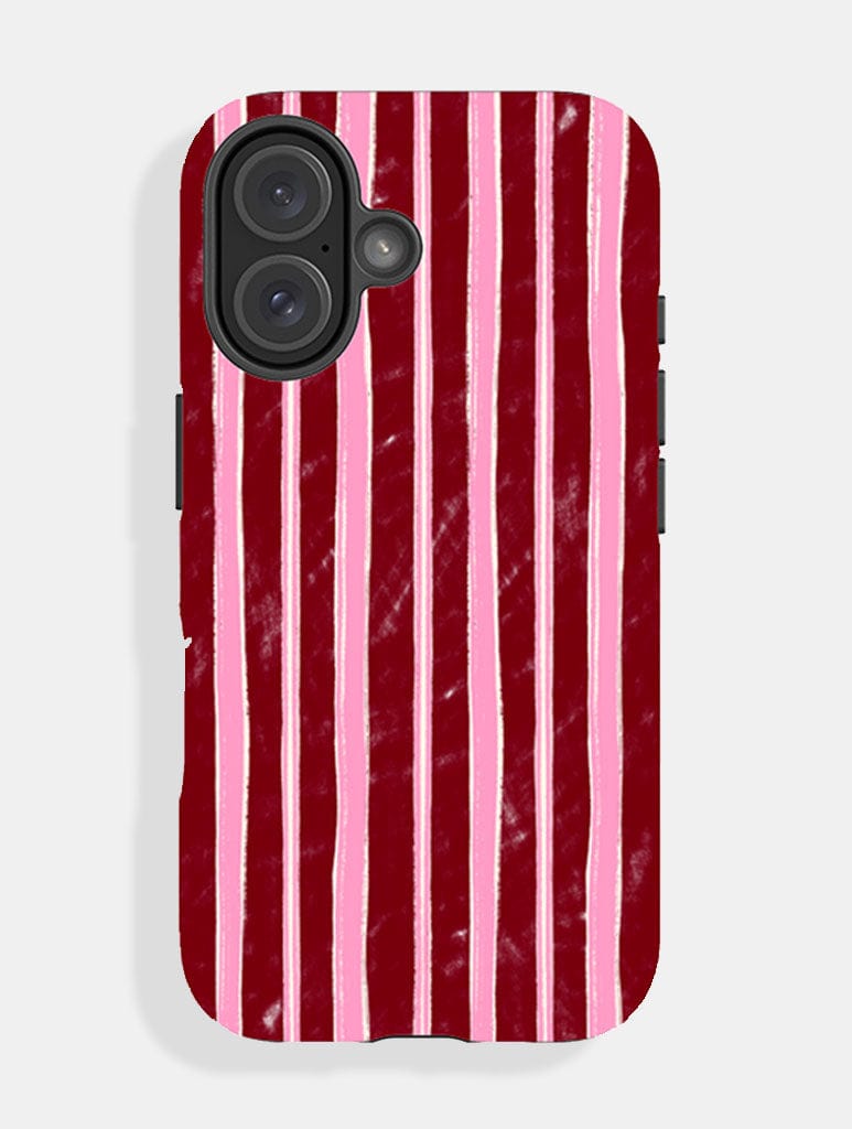 Pink And Burgundy Sketchy Stripes Ultra Protective iPhone Case - Image 1