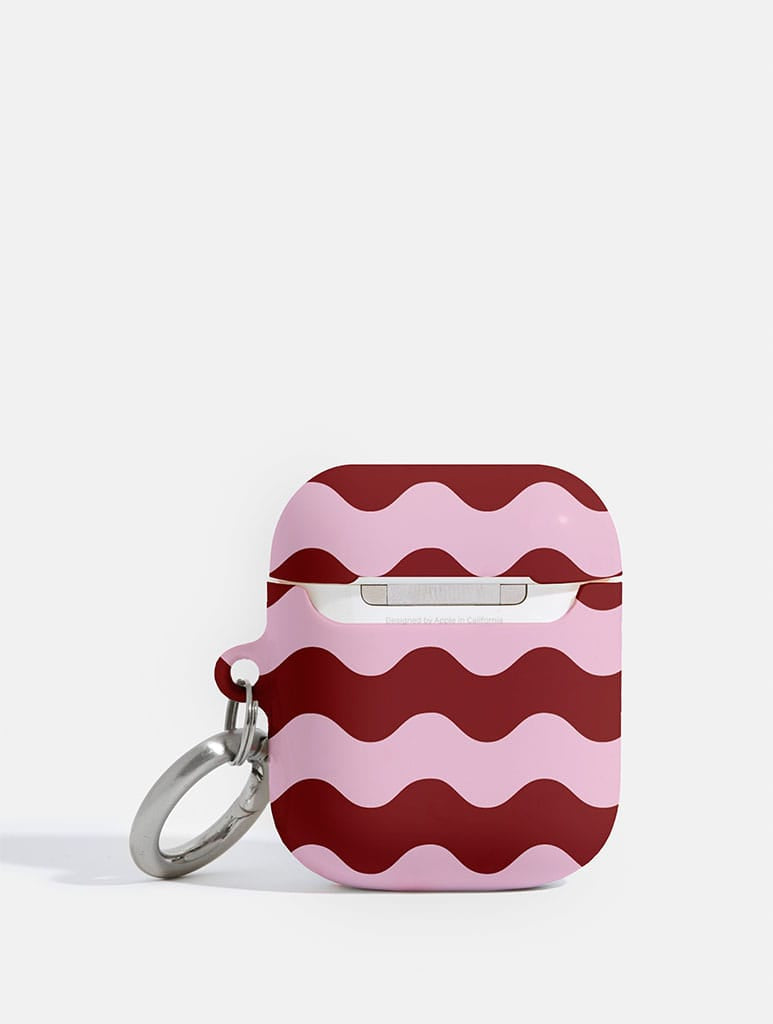 Pink and Burgundy Wavey Lines AirPods Case - Image 2