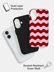 Pink and Burgundy Wavey Lines Ultra Protective iPhone Case