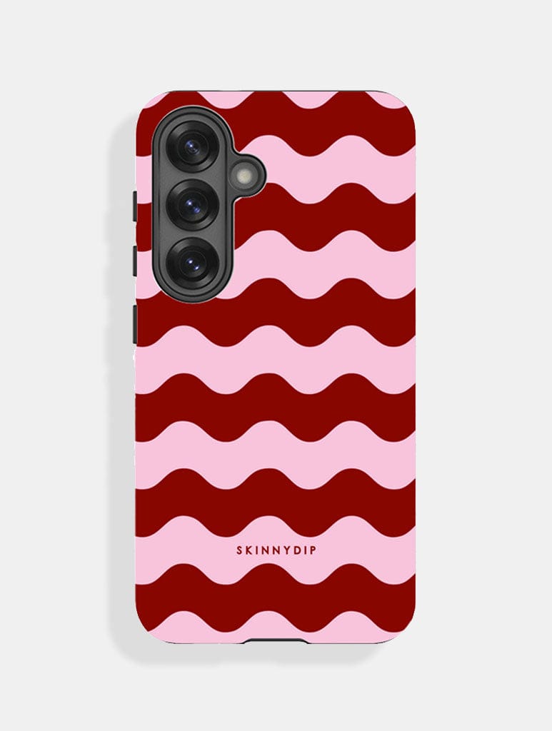 Pink and Burgundy Wavey Lines Ultra Protective Samsung Case - Image 1