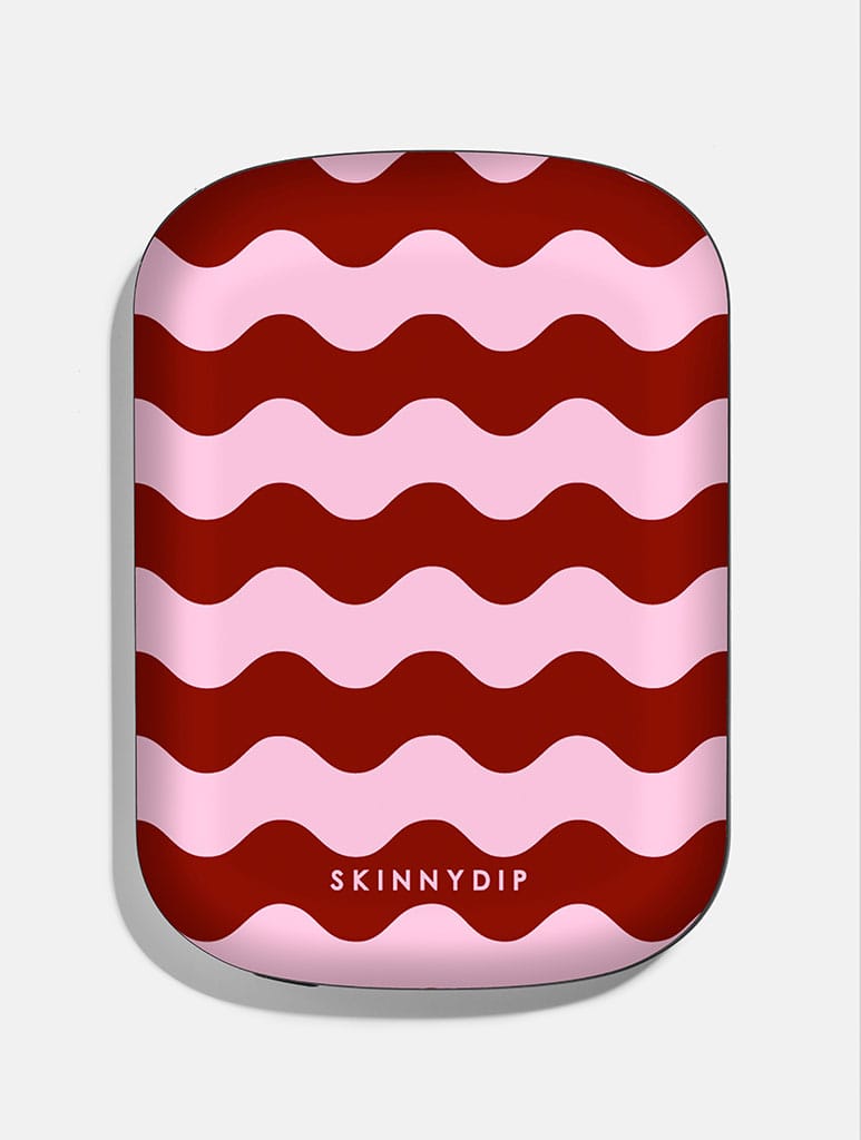Pink and Burgundy Wavy Lines Portable Magsafe Charger - Image 1