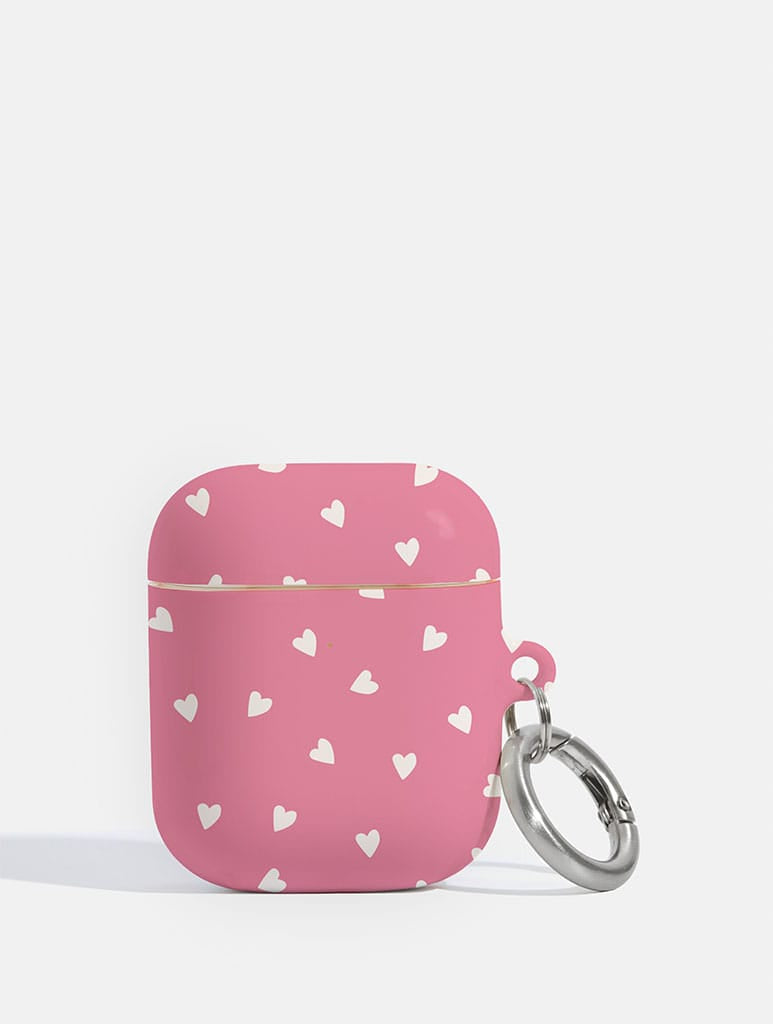 Pink and Cream Ditsy Hearts AirPods Case - Image 1