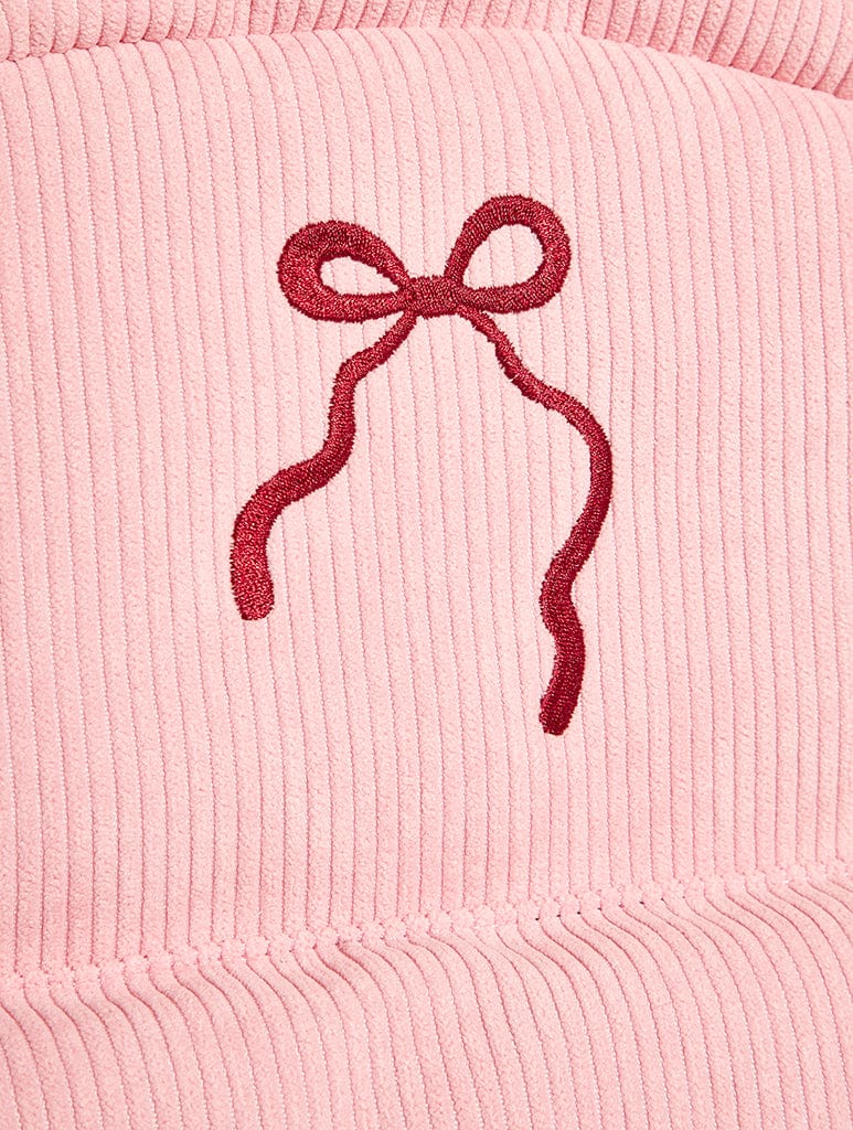 Pink Bow Embroidered Backpack