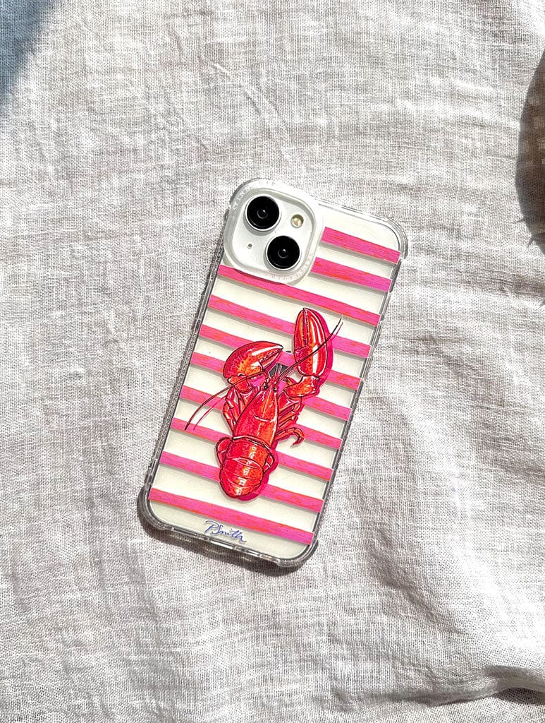 Pippa Smith Studio x Skinnydip Lobster On Pink Stripes Shock iPhone Case
