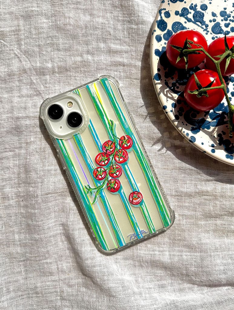 Pippa Smith Studio x Skinnydip Tomatoes On Green Stripes Shock iPhone Case - Image 3