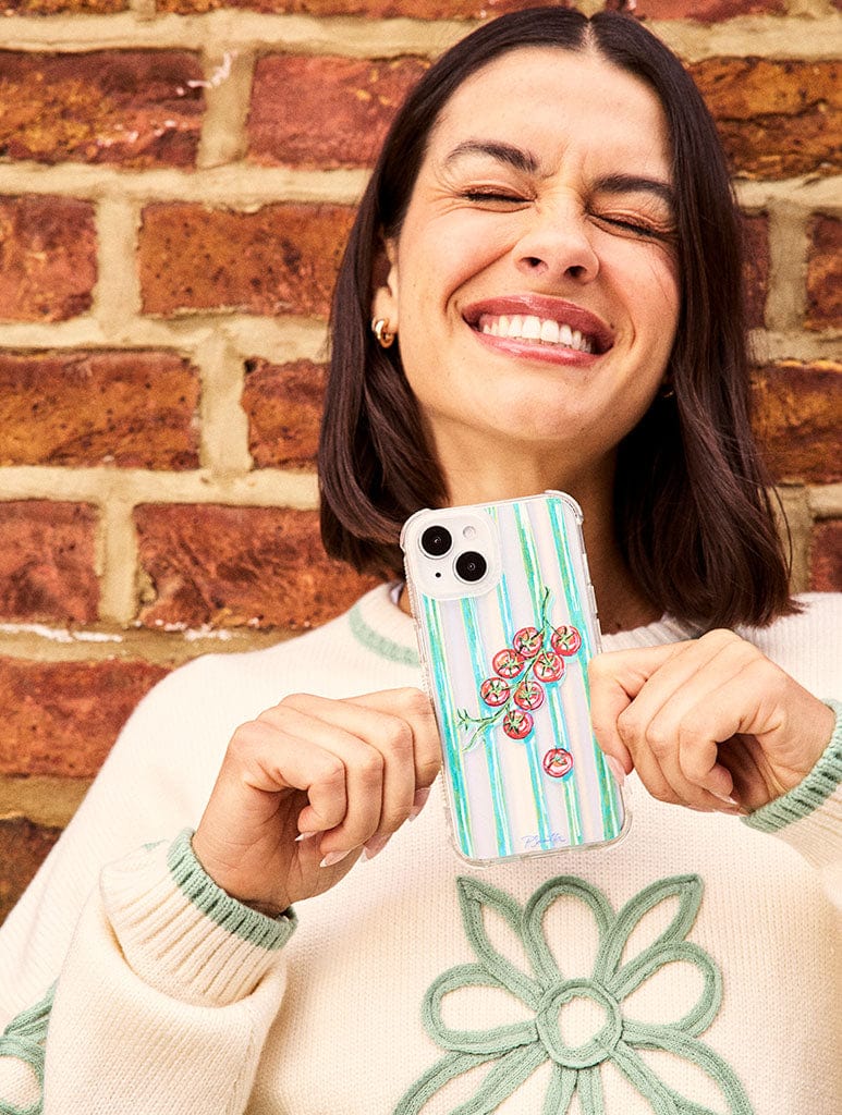 Pippa Smith Studio x Skinnydip Tomatoes On Green Stripes Shock iPhone Case