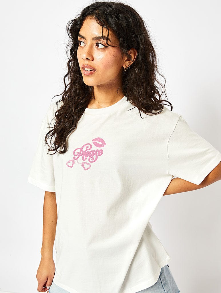 Please, Please, Please T-Shirt in Ecru - Image 1