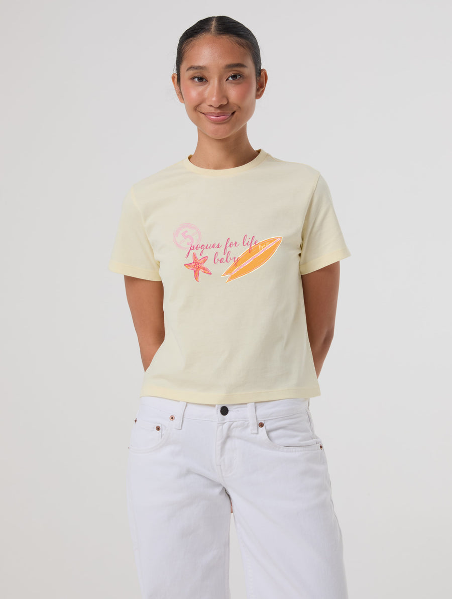 Pogues For Life Baby T-Shirt In Butter Yellow - Image 1