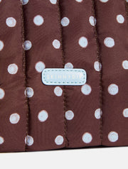 Polka Dot Extra Large Quilted Pouch in Brown and Blue