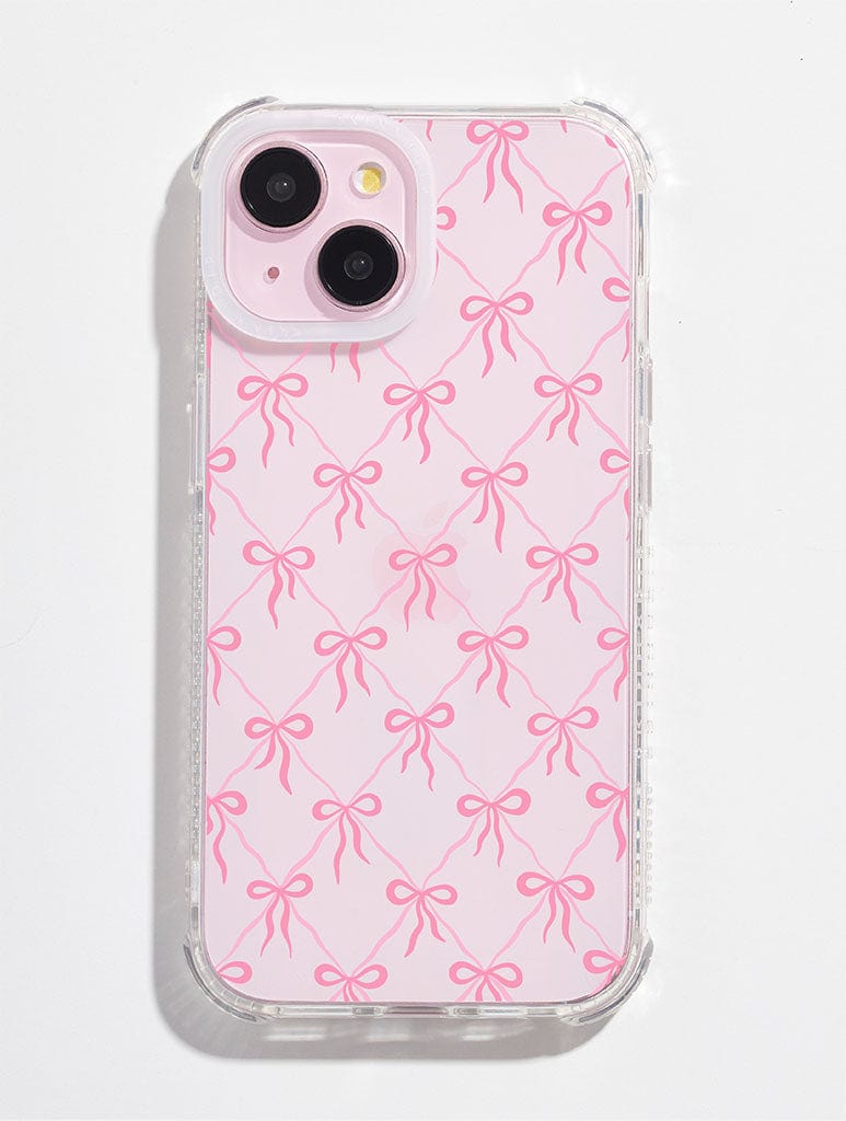 Quilted Bow Pink Shock iPhone Case - Image 1