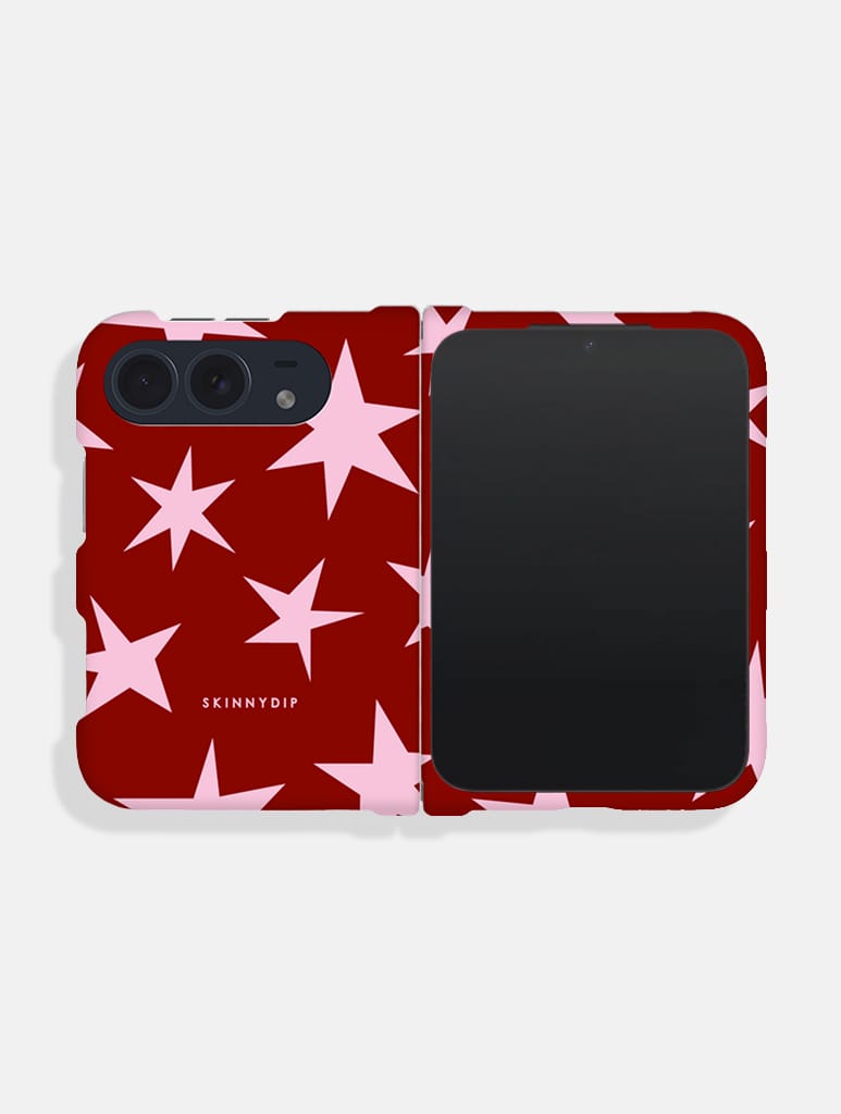 Red And Pink Ditsy Star Impact Resistant iPhone Duo Case - Image 1