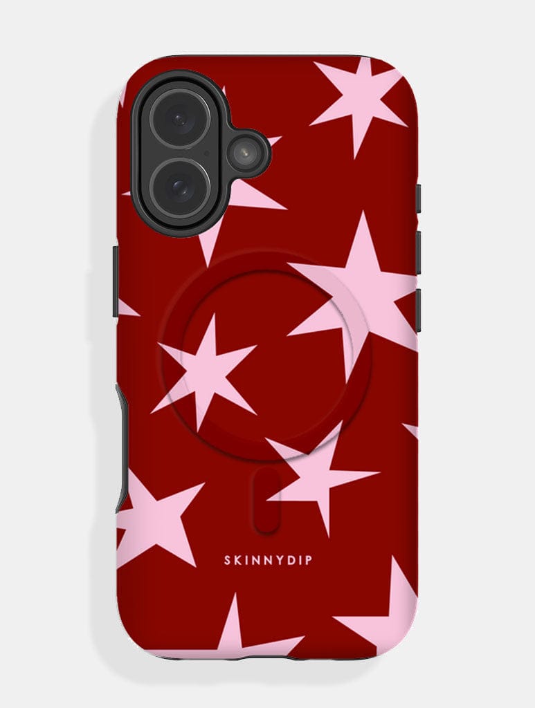 Red and Pink Ditsy Star MagSafe Ultra Protective iPhone Case - Image 1