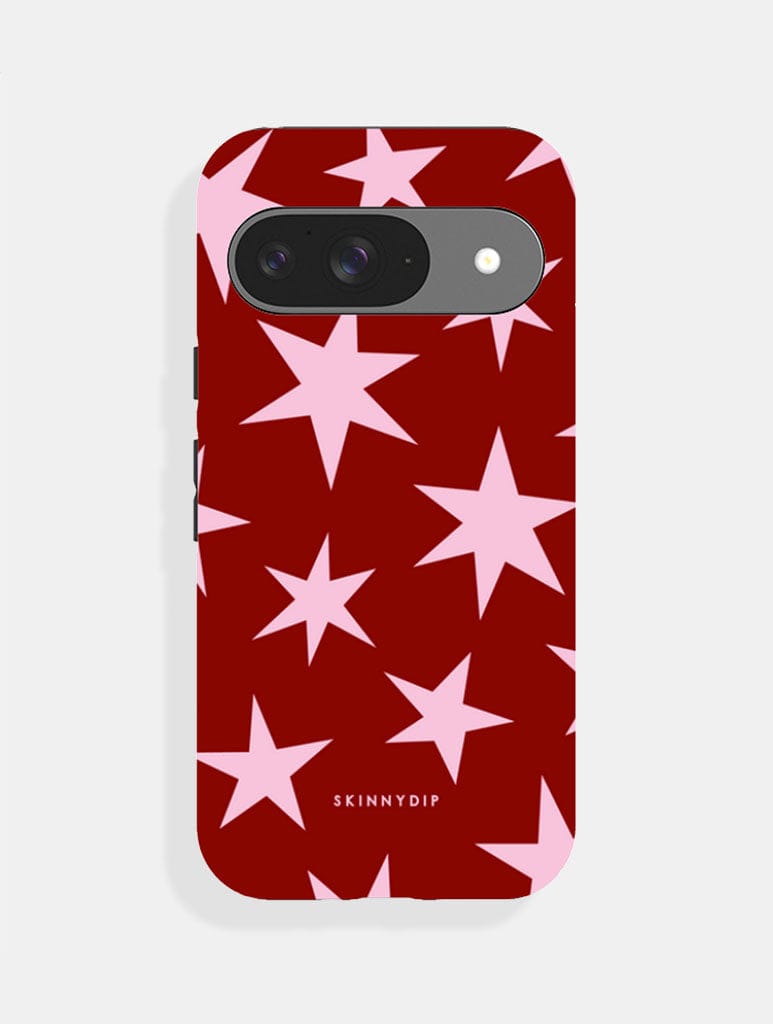 Red and Pink Ditsy Star Ultra Protective Google Pixel Case - Image 1