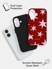 Red and Pink Ditsy Star Ultra Protective iPhone Case