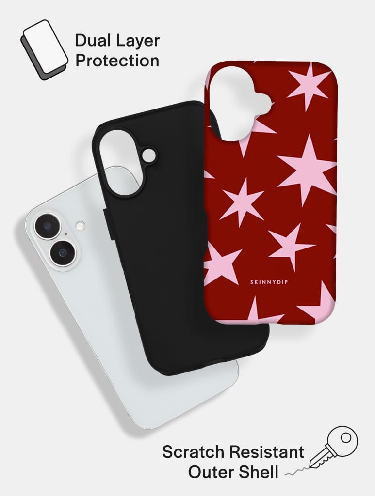 Red and Pink Ditsy Star Ultra Protective iPhone Case