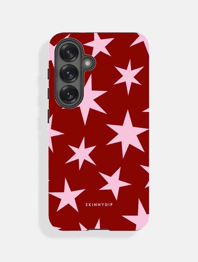 Red and Pink Ditsy Star Ultra Protective Samsung Case - Image 1