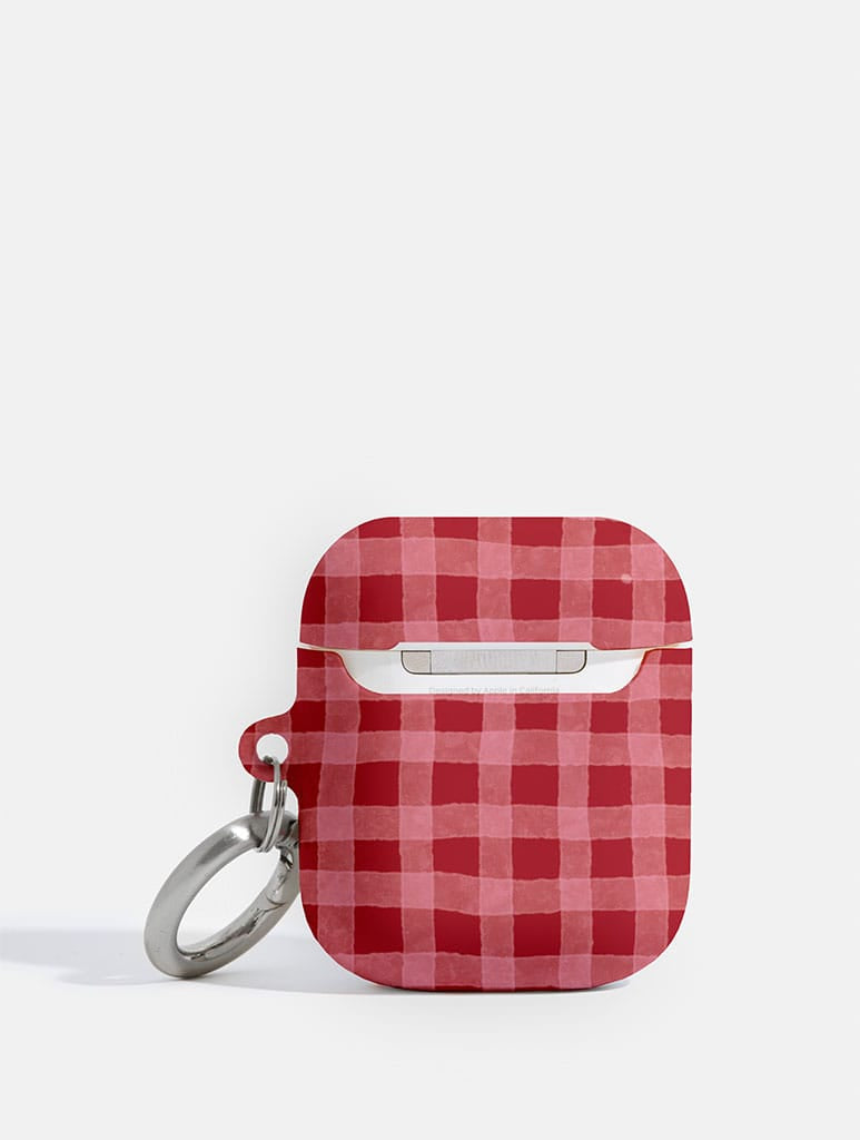 Red And Pink Gingham Airpods Case - Image 2