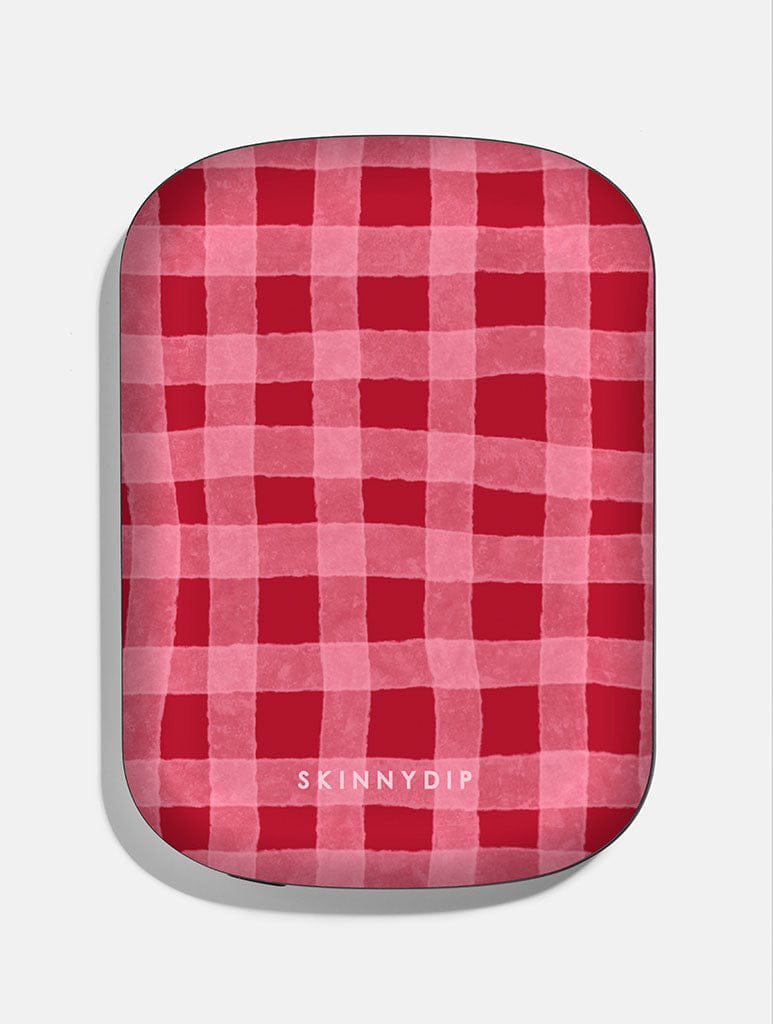Red and Pink Gingham Portable Magsafe Charger - Image 1