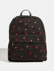 Red Ditsy Heart Embroidered Backpack