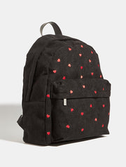 Red Ditsy Heart Embroidered Backpack