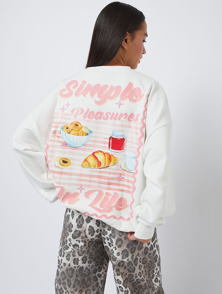 Simple Pleasures In Life Sweatshirt in Ecru - Image 1
