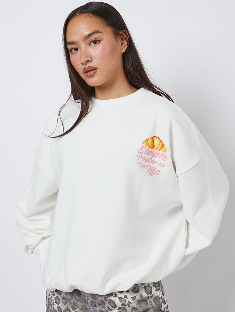 Simple Pleasures In Life Sweatshirt in Ecru