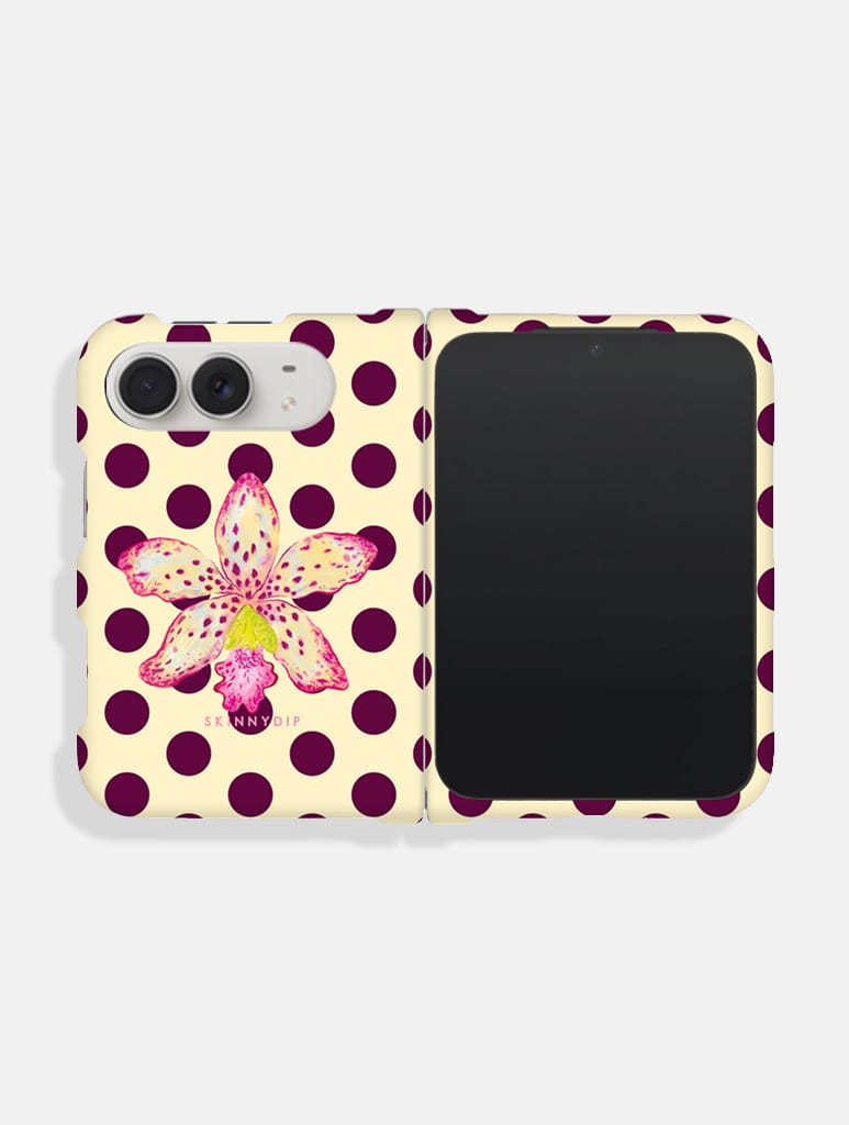 Spotty Floral Yellow And Maroon Impact Resistant iPhone Duo Case - Image 1