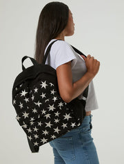 Star Embroidered Black Backpack