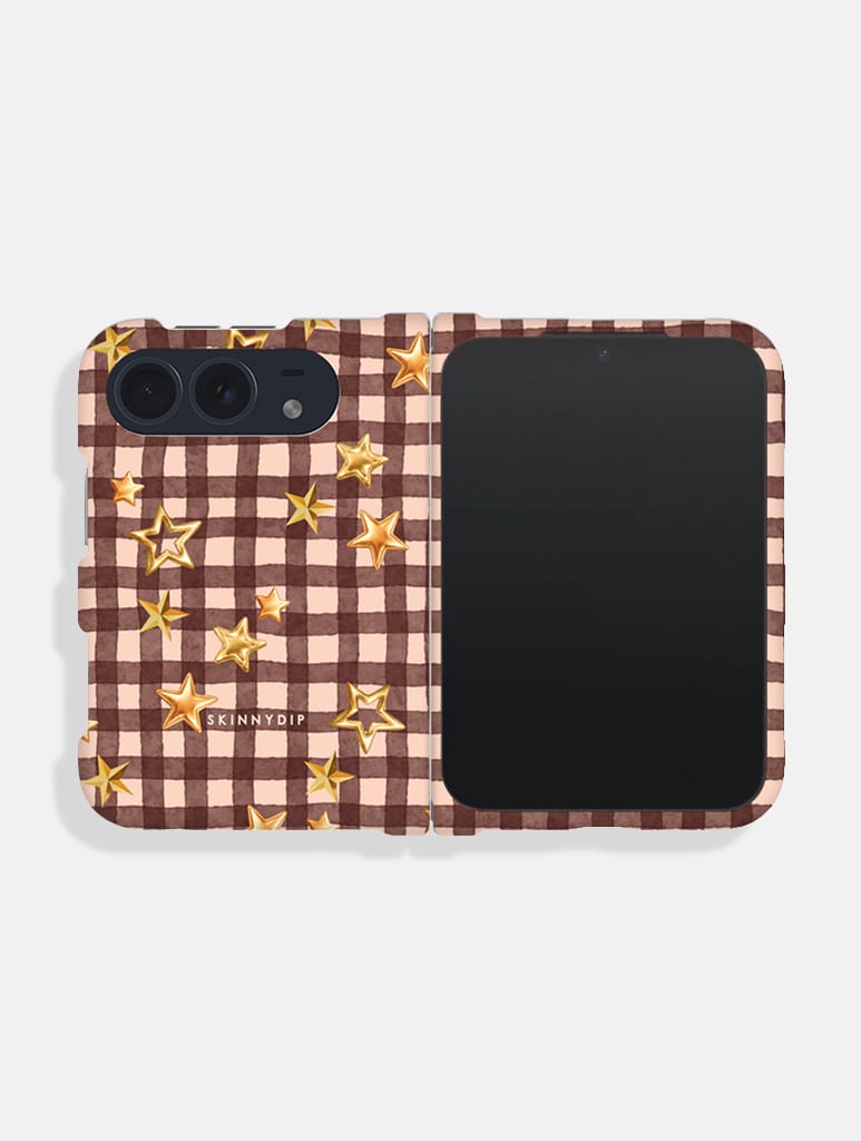Starry Brown Gingham Impact Resistant iPhone Duo Case - Image 1