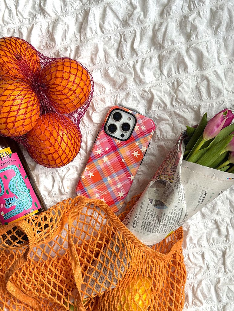 Starry Tartan Sunrise Orange Ultra Protective iPhone Case