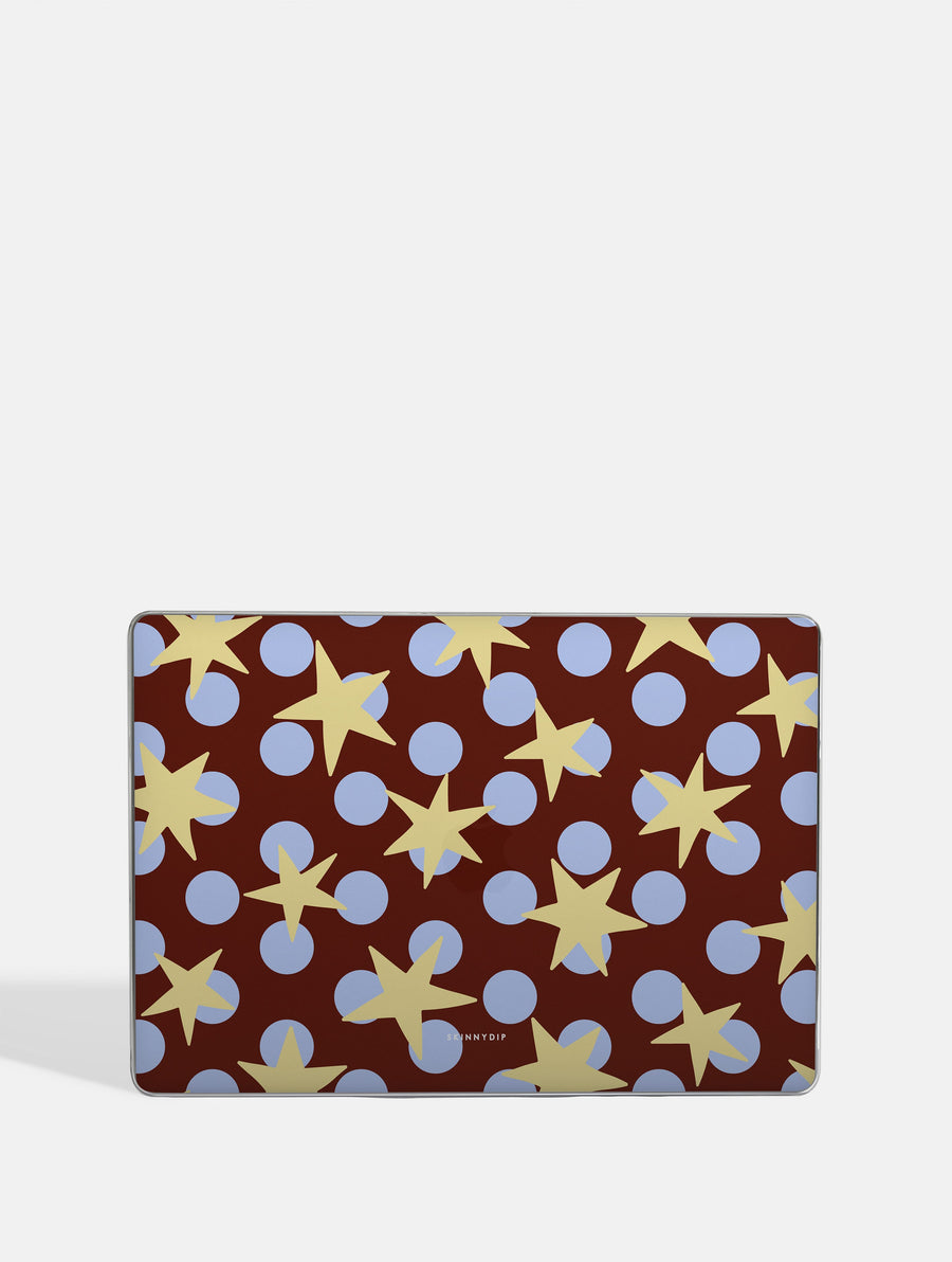 Stars and Spots Blue Brown And Yellow MacBook Case - Image 1