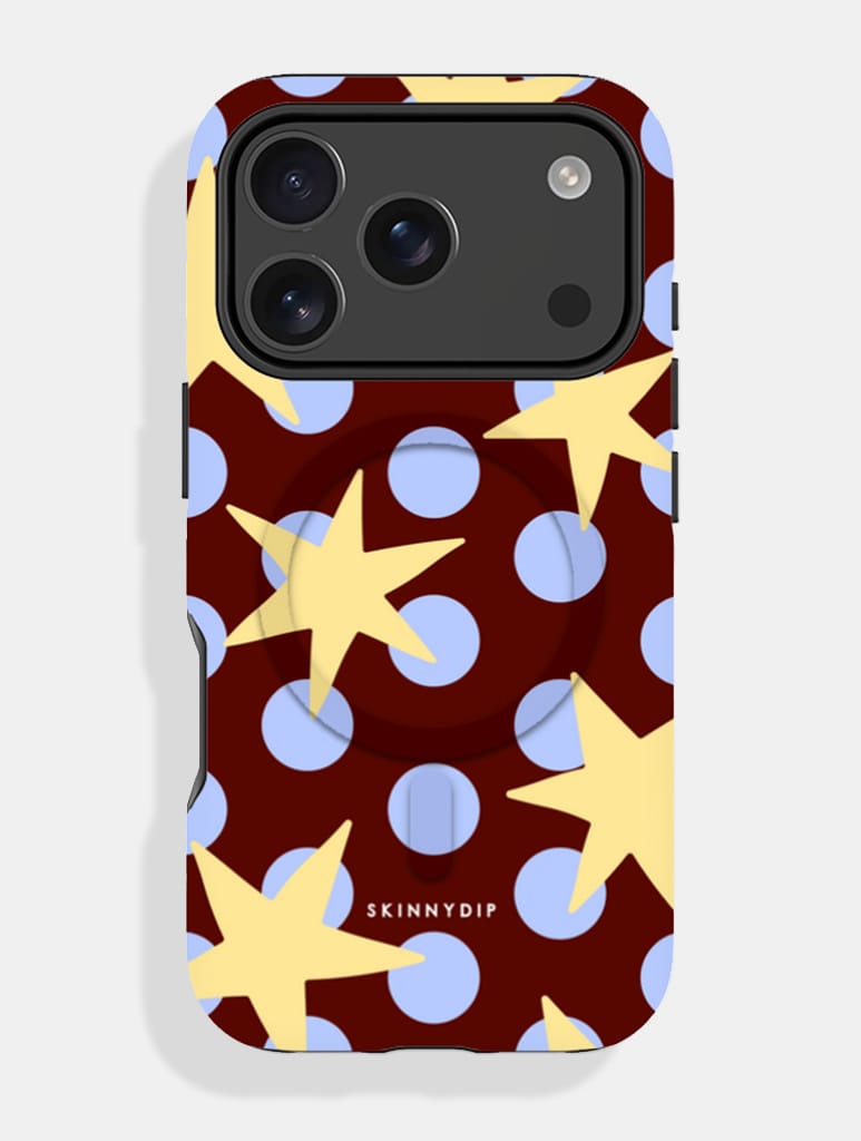 Stars and Spots Blue Brown And Yellow MagSafe Ultra Protective iPhone Case - Image 1