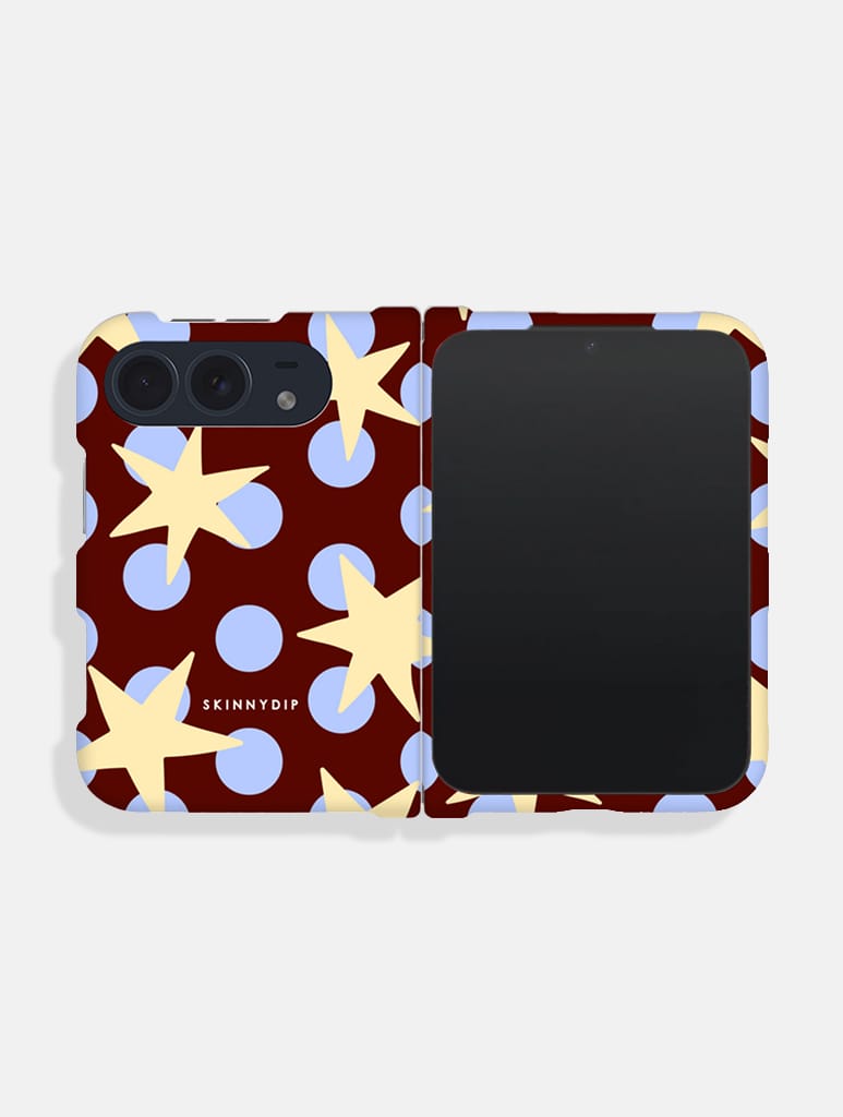 Stars And Spots Blue Brown Yellow Impact Resistant iPhone Duo Case - Image 1