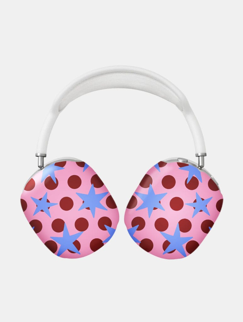 Stars and Spots Pink Burgundy and Blue AirPods Max Case in Matte - Image 1
