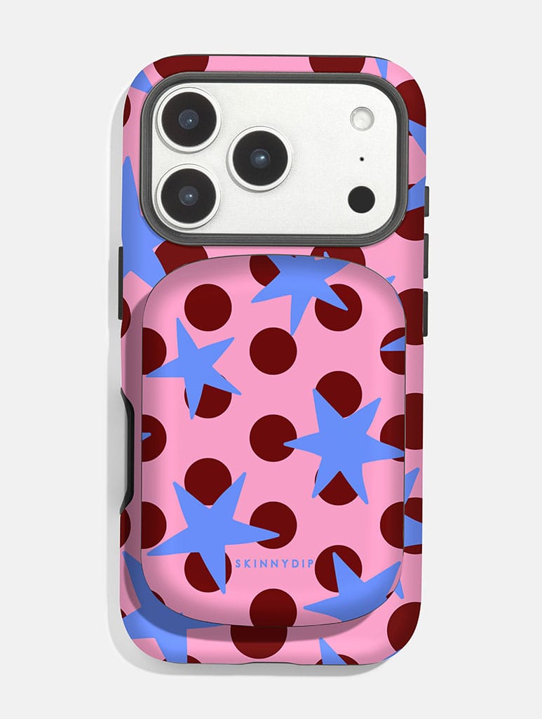 Stars and Spots Pink Burgundy and Blue Portable Magsafe Charger