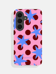 Stars and Spots Pink Burgundy and Blue Ultra Protective Samsung Case