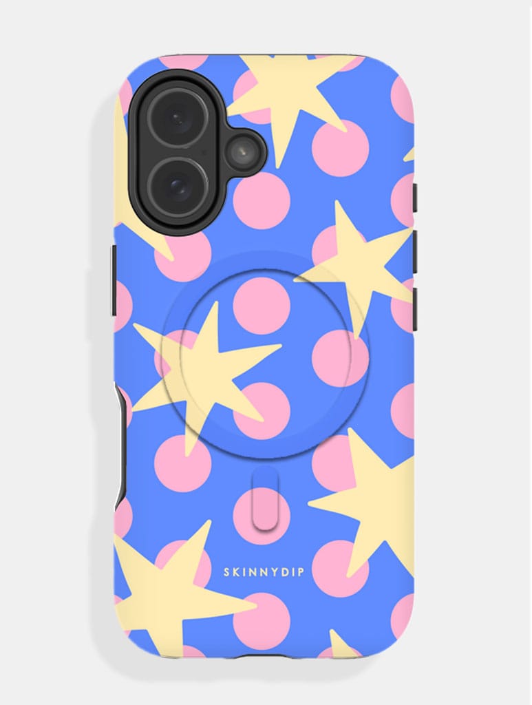 Stars and Spots Pink Yellow and Blue Magsafe Ultra Protective iPhone Case - Image 1