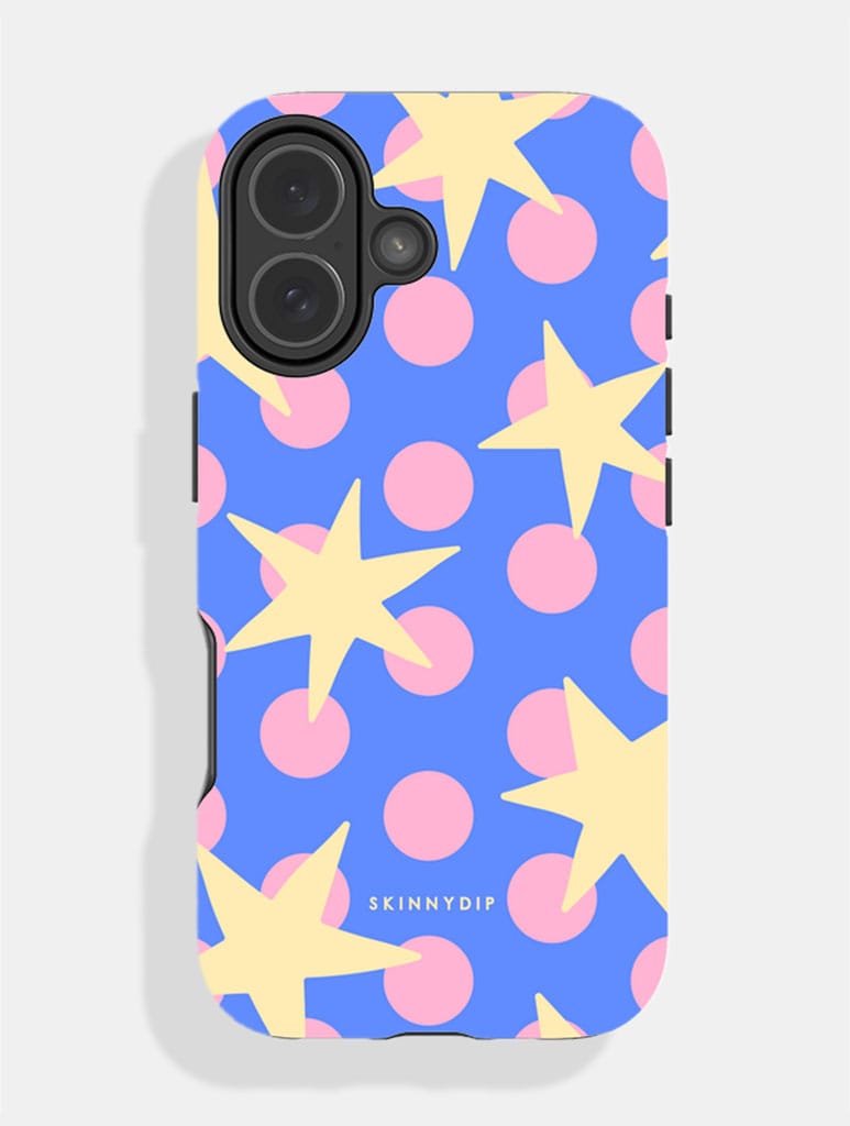 Stars and Spots Pink Yellow and Blue Ultra Protective iPhone Case - Image 1