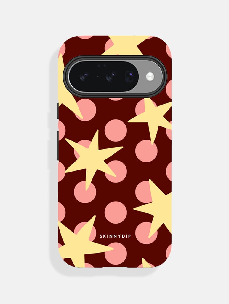 Stars and Spots Pink Yellow And Brown Ultra Protective Google Pixel Case - Image 1