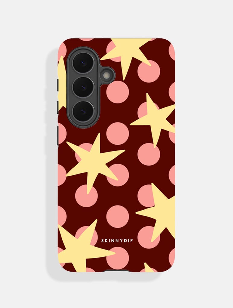 Stars and Spots Pink Yellow And Brown Ultra Protective Samsung Case - Image 1