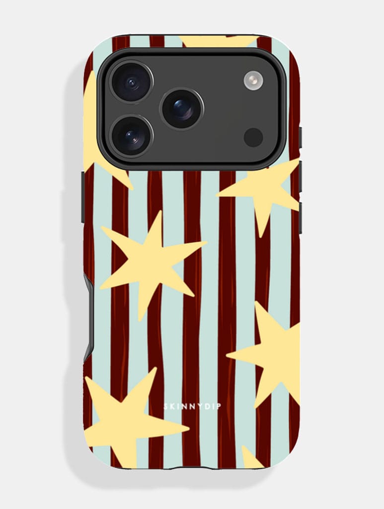 Stars and Stripes Blue Brown and Yellow Ultra Protective iPhone Case - Image 1