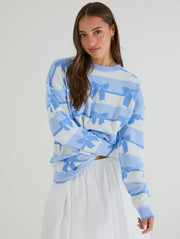 Stripe Bow Knitted Jumper
