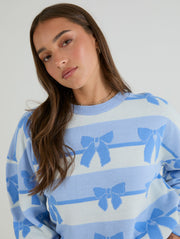 Stripe Bow Knitted Jumper