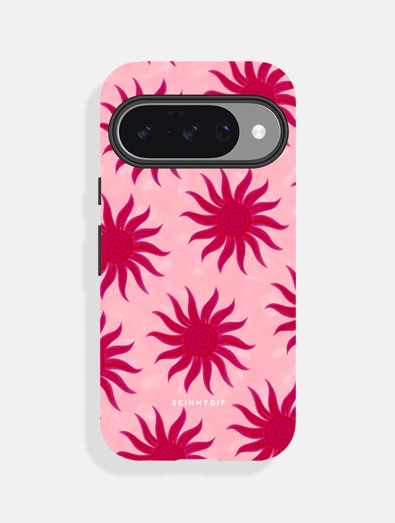 Sunshine Swirls Pink And Burgundy Ultra Protective Google Pixel Case - Image 1