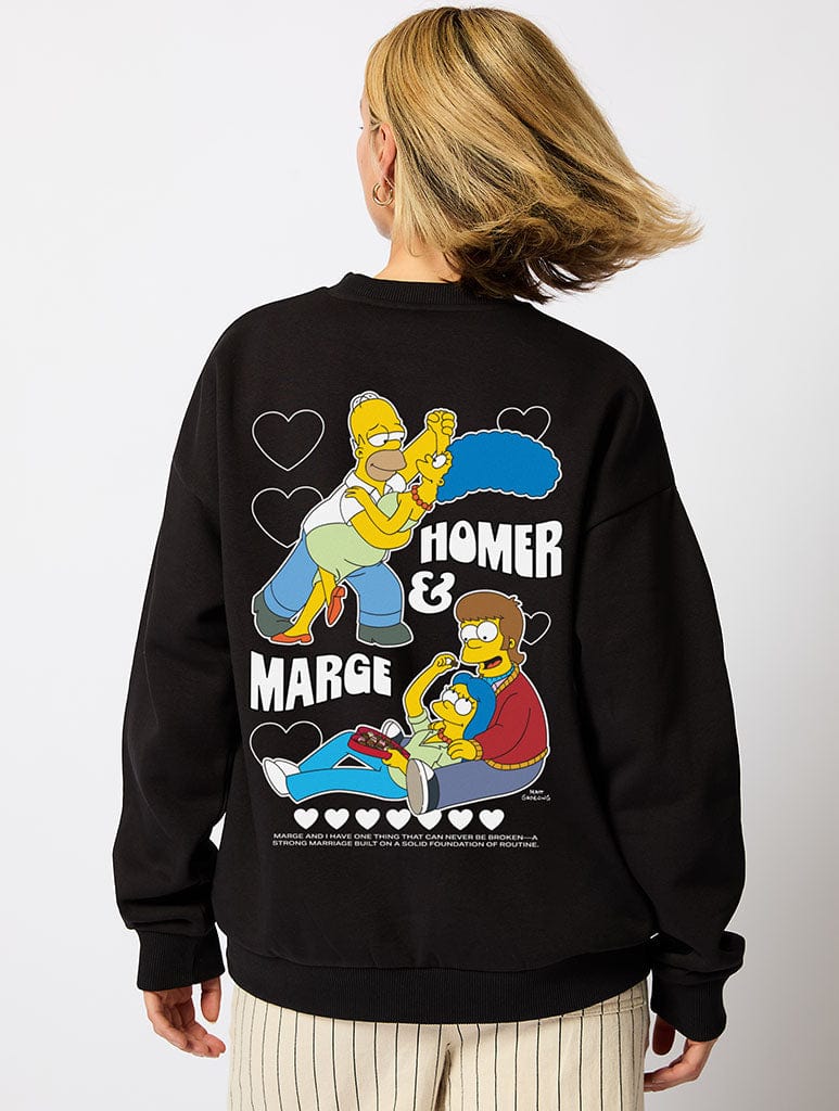 The Simpsons Homer And Marge Sweatshirt In Black - Image 1