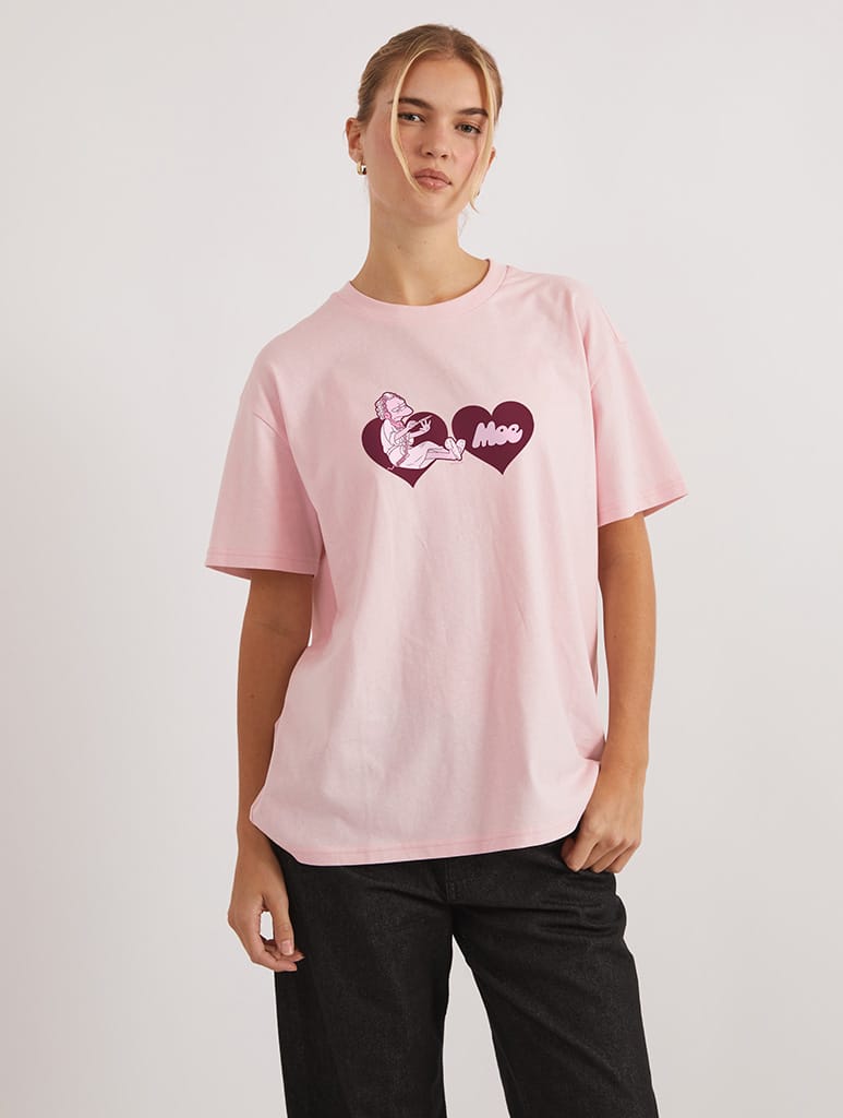 The Simpsons Moe T-Shirt In Pink - Image 1